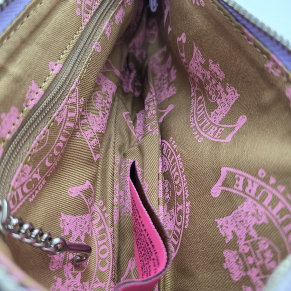 Vintage Y2K Juicy Couture Purple Leather Baguette Bag Purse Love P&G - Picture 12 of 15